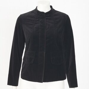 Coldwater Creek Velvet Blazer Jacket Black Womens Size 12 Classic Chic Gothic‎